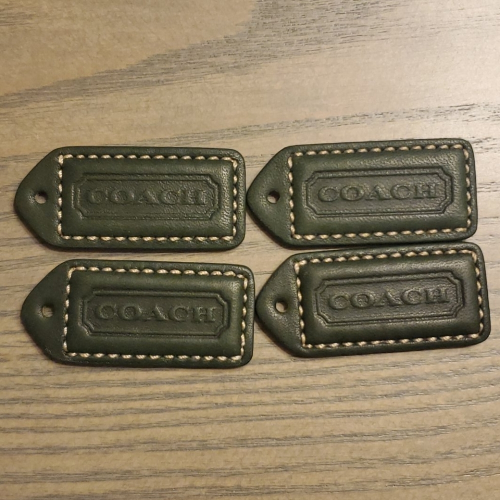 2 LEFT Coach Dark Green Small Leather Hangtag